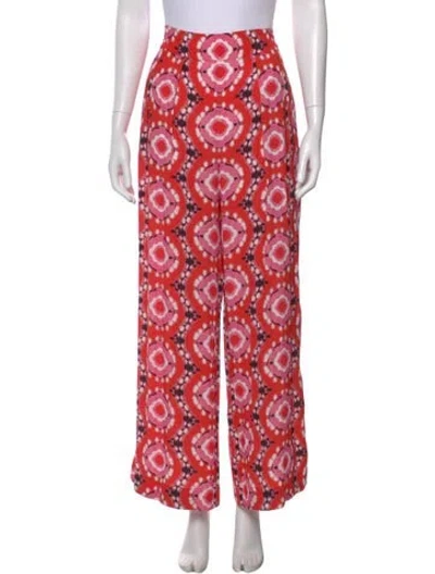 Pre-owned Figue Printed Wide Leg Pants In Pink