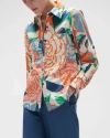 FIGUE PRUDENCE FLORAL-PRINT BLANKET-STITCH COLLARED TOP