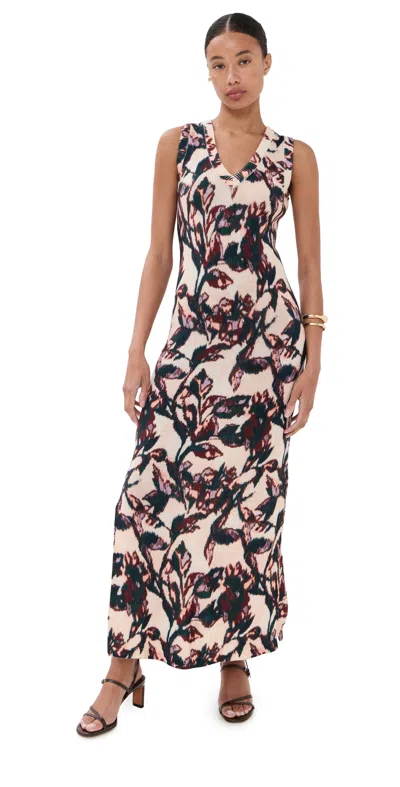 Figue Roxanne Sweater Dress Ikat Foliage Beach Beige In Multi