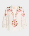 Figue Rylie Embroidered Peasant Top In Multi