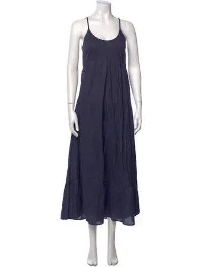 Pre-owned Figue Scoop Neck Long Dress In Blue