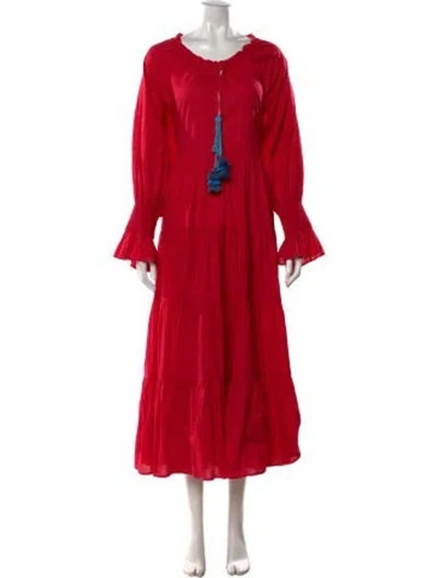 Pre-owned Figue Scoop Neck Long Dress In Red