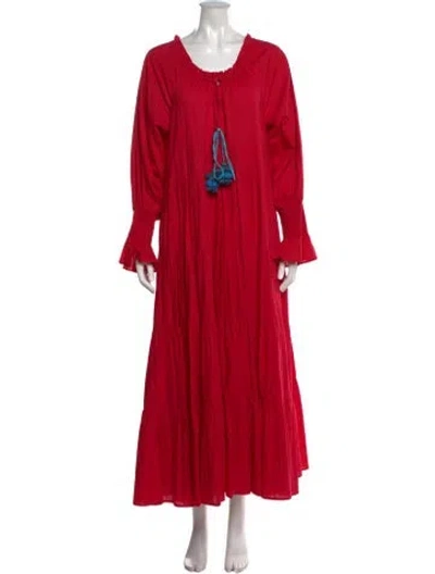 Pre-owned Figue Scoop Neck Long Dress In Red