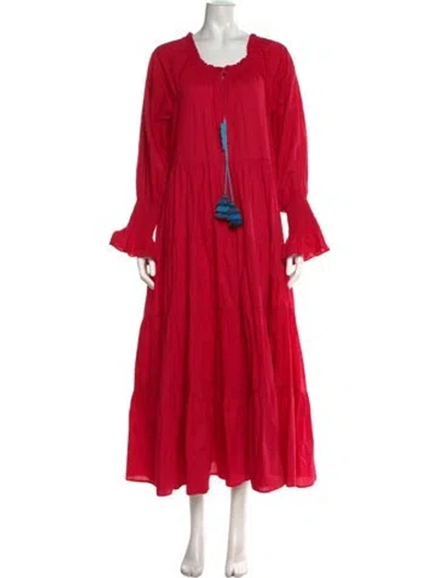 Pre-owned Figue Scoop Neck Long Dress In Red