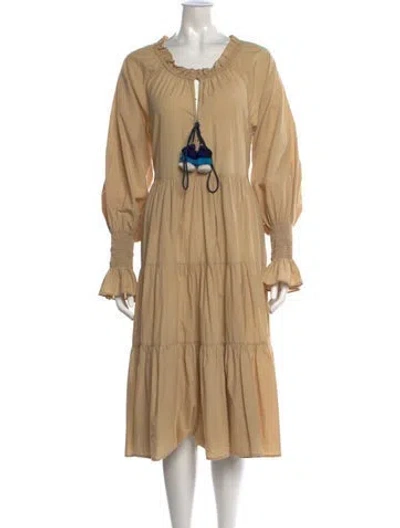 Pre-owned Figue Scoop Neck Midi Length Dress In Neutrals