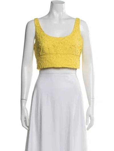 Pre-owned Figue Scoop Neck Sleeveless Crop Top In Yellow