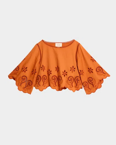 Figue Seline Broderie Anglaise Crop Top In Brown