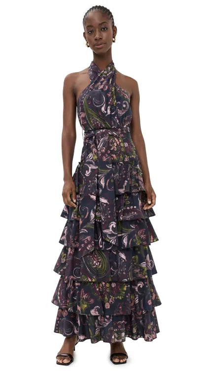 Figue Shannon Dress Painterly Paisley Berry Blue
