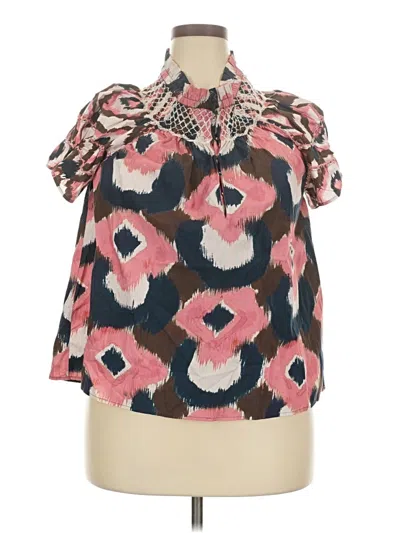 Pre-owned Figue Short Sleeve Blouse In Pink
