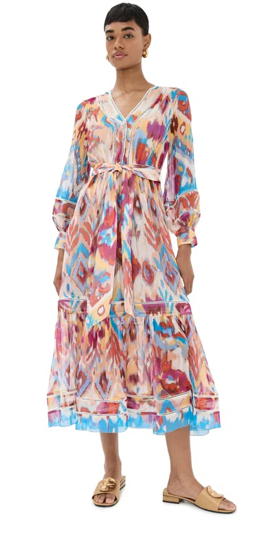 Figue Sierra Dress Watercolor Ikat Clay Brown