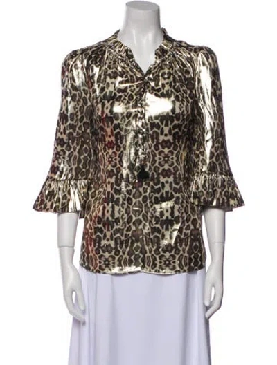 Pre-owned Figue Silk Animal Print Blouse