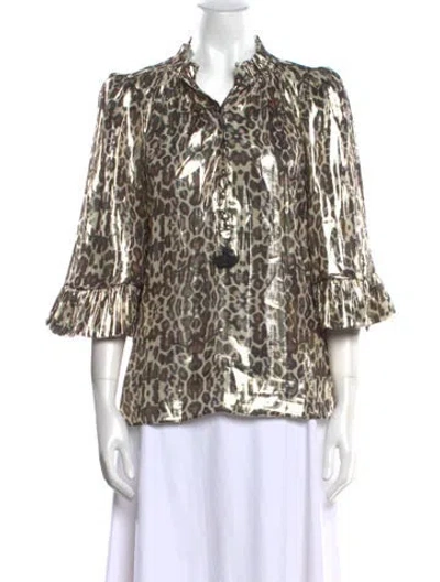 Pre-owned Figue Silk Animal Print Blouse