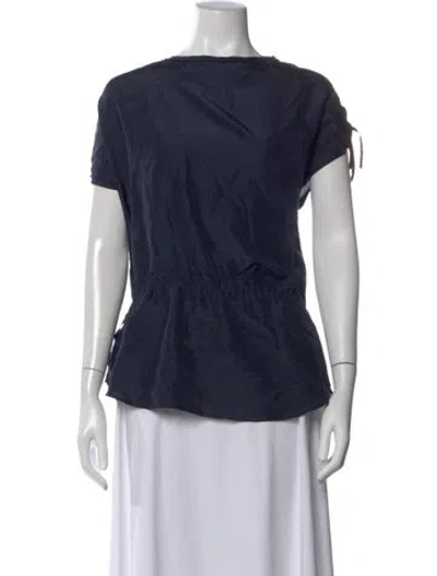 Pre-owned Figue Silk Bateau Neckline Blouse In Blue