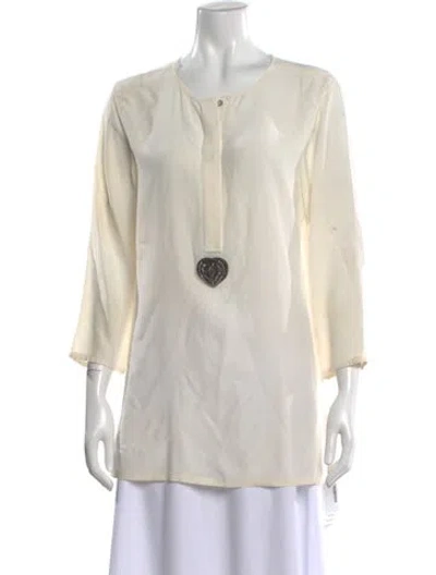 Pre-owned Figue Silk Crew Neck Blouse In Neutral