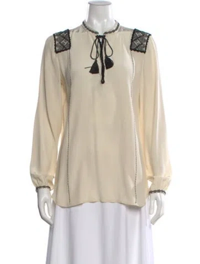 Pre-owned Figue Silk Crew Neck Blouse In Neutral