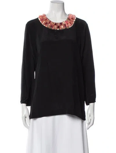 Pre-owned Figue Silk Crew Neck Top In Gray