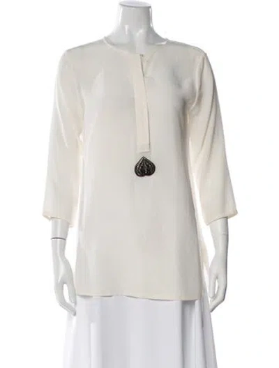 Pre-owned Figue Silk Crew Neck Top In Neutral
