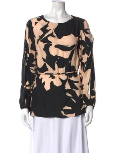 Pre-owned Figue Silk Floral Print Blouse In Black