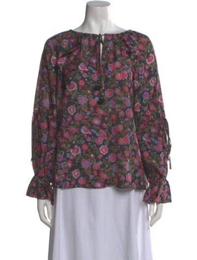 Pre-owned Figue Silk Floral Print Blouse In Multi