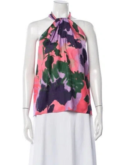 Pre-owned Figue Silk Floral Print Top In Multicolor