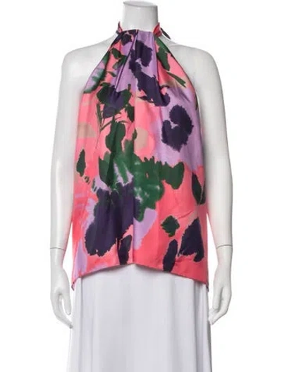 Pre-owned Figue Silk Floral Print Top In Pink