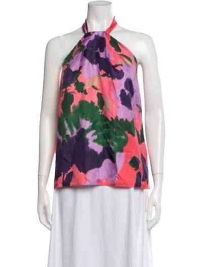 Pre-owned Figue Silk Floral Print Top W/ Tags In Pink