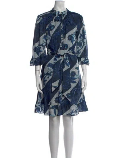 Pre-owned Figue Silk Knee-length Dress In Blue