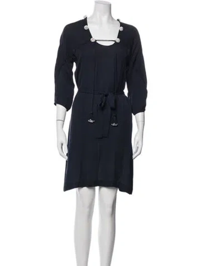 Pre-owned Figue Silk Knee-length Dress In Blue
