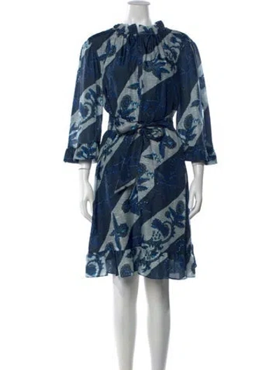 Pre-owned Figue Silk Knee-length Dress In Blue