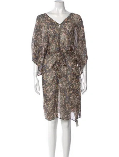 Pre-owned Figue Silk Knee-length Dress In Burgundy