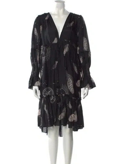 Pre-owned Figue Silk Knee-length Dress In Gray