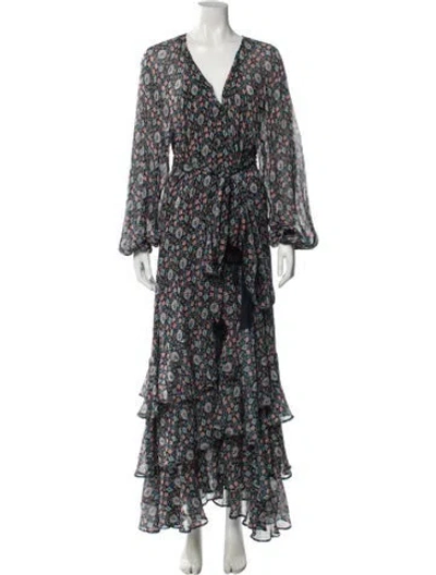 Pre-owned Figue Silk Long Dress In Black