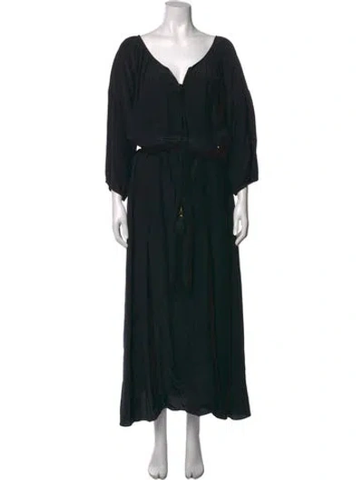 Pre-owned Figue Silk Long Dress In Black