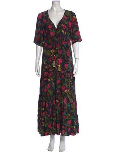 Pre-owned Figue Silk Long Dress In Black