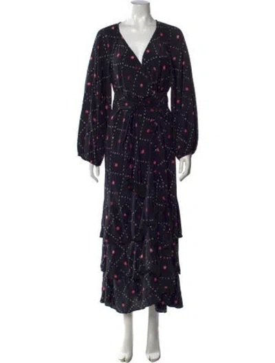 Pre-owned Figue Silk Long Dress In Black