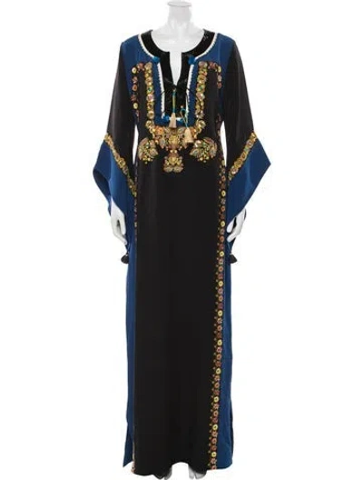 Pre-owned Figue Silk Long Dress In Black