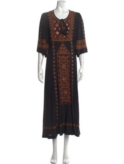 Pre-owned Figue Silk Long Dress In Black