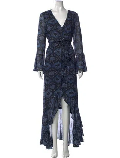Pre-owned Figue Silk Long Dress In Black/blue