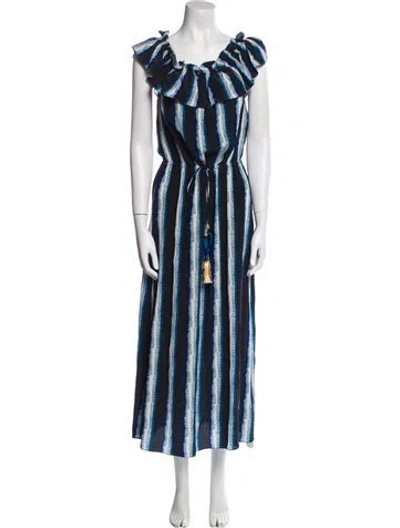 Pre-owned Figue Silk Long Dress In Blue