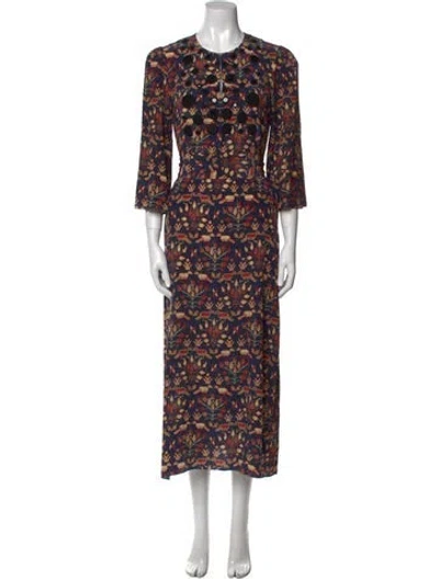 Pre-owned Figue Silk Long Dress In Blue