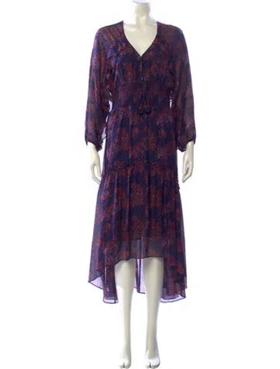 Pre-owned Figue Silk Long Dress In Blue