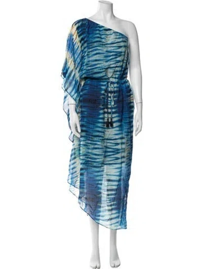 Pre-owned Figue Silk Long Dress In Blue