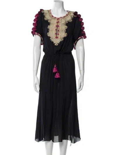 Pre-owned Figue Silk Long Dress In Blue