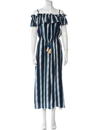 Pre-owned Figue Silk Long Dress In Blue