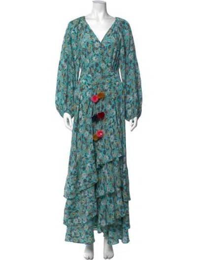Pre-owned Figue Silk Long Dress In Blue