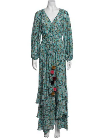 Pre-owned Figue Silk Long Dress In Blue