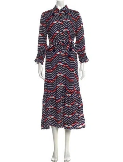 Pre-owned Figue Silk Long Dress In Blue/red