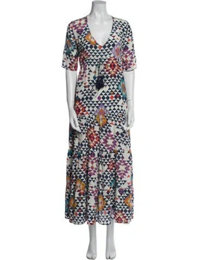 Pre-owned Figue Silk Long Dress In Multi