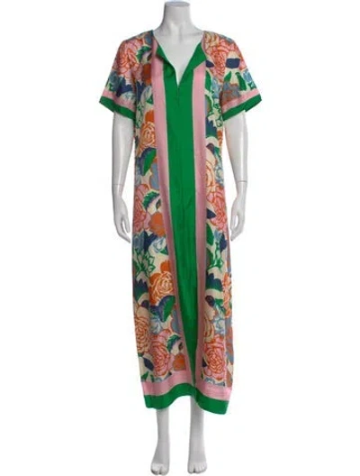 Pre-owned Figue Silk Long Dress In Multi