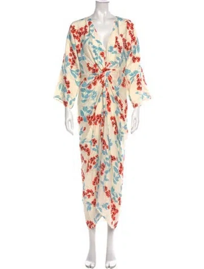 Pre-owned Figue Silk Long Dress In Multicolor